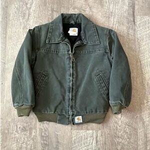 Vintage RARE Carhartt Santa Fe Y02 KIDS MOSS GREEN JACKET Size SMALL